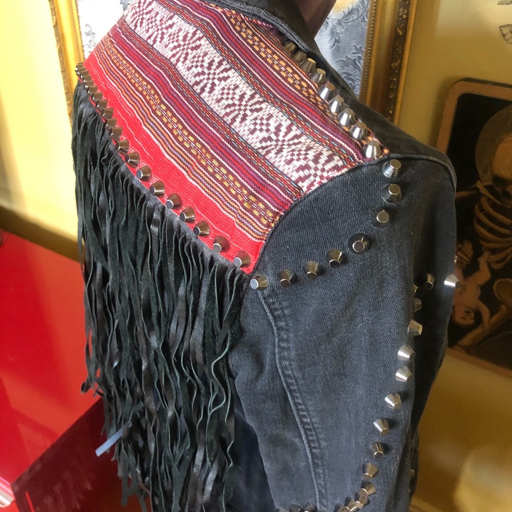 Beautiful Leather and Denim Studded Guess Jacket